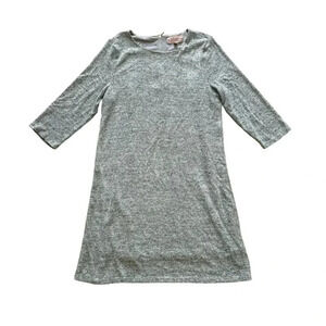 Philosophy Grey Dress Knit Sweater crew neck 3/4 Sleeve Long below knee Midi XL